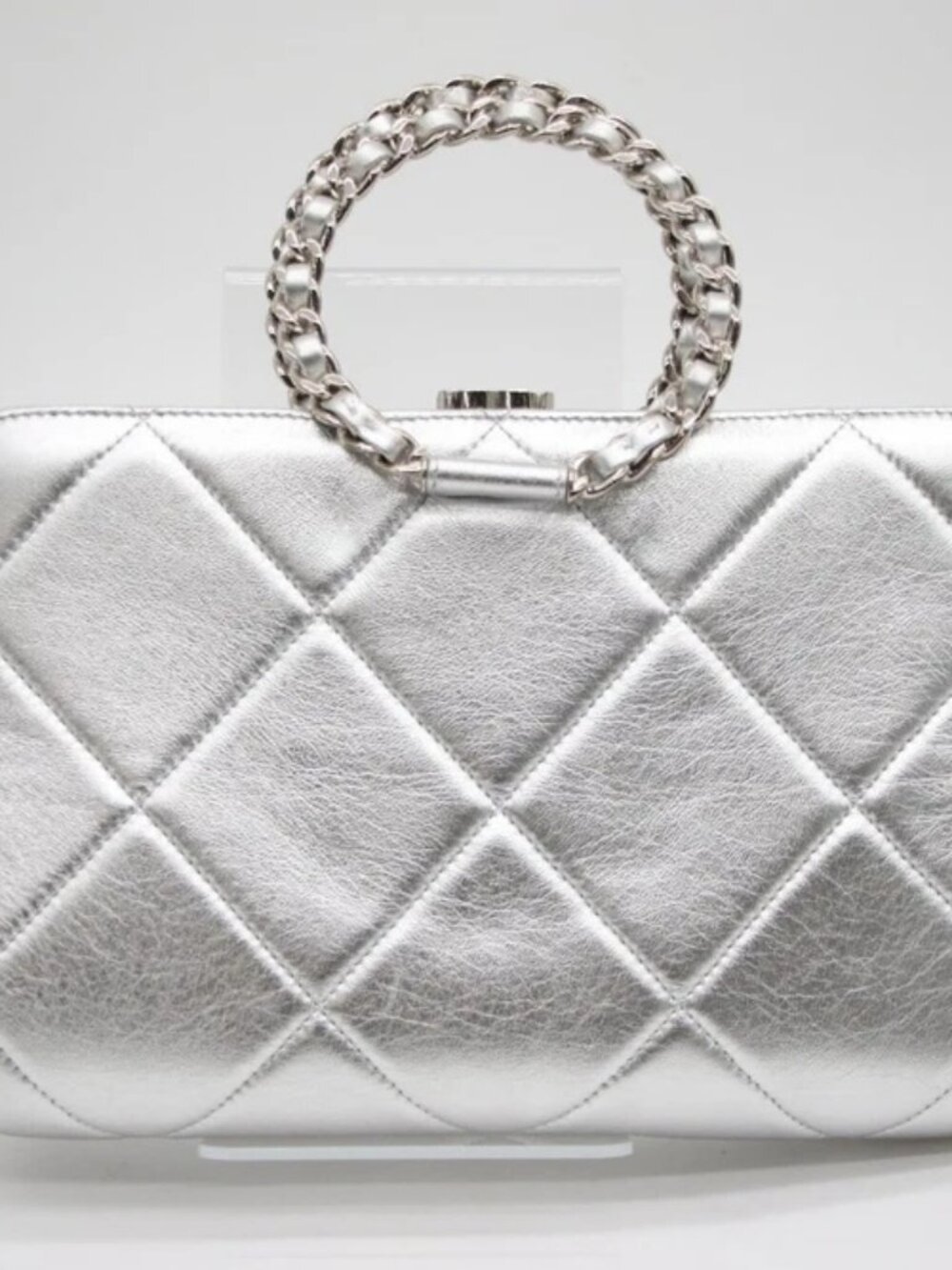 Chanel In The Loop Quilted Crumpled Lambskin Clutch Bag Small